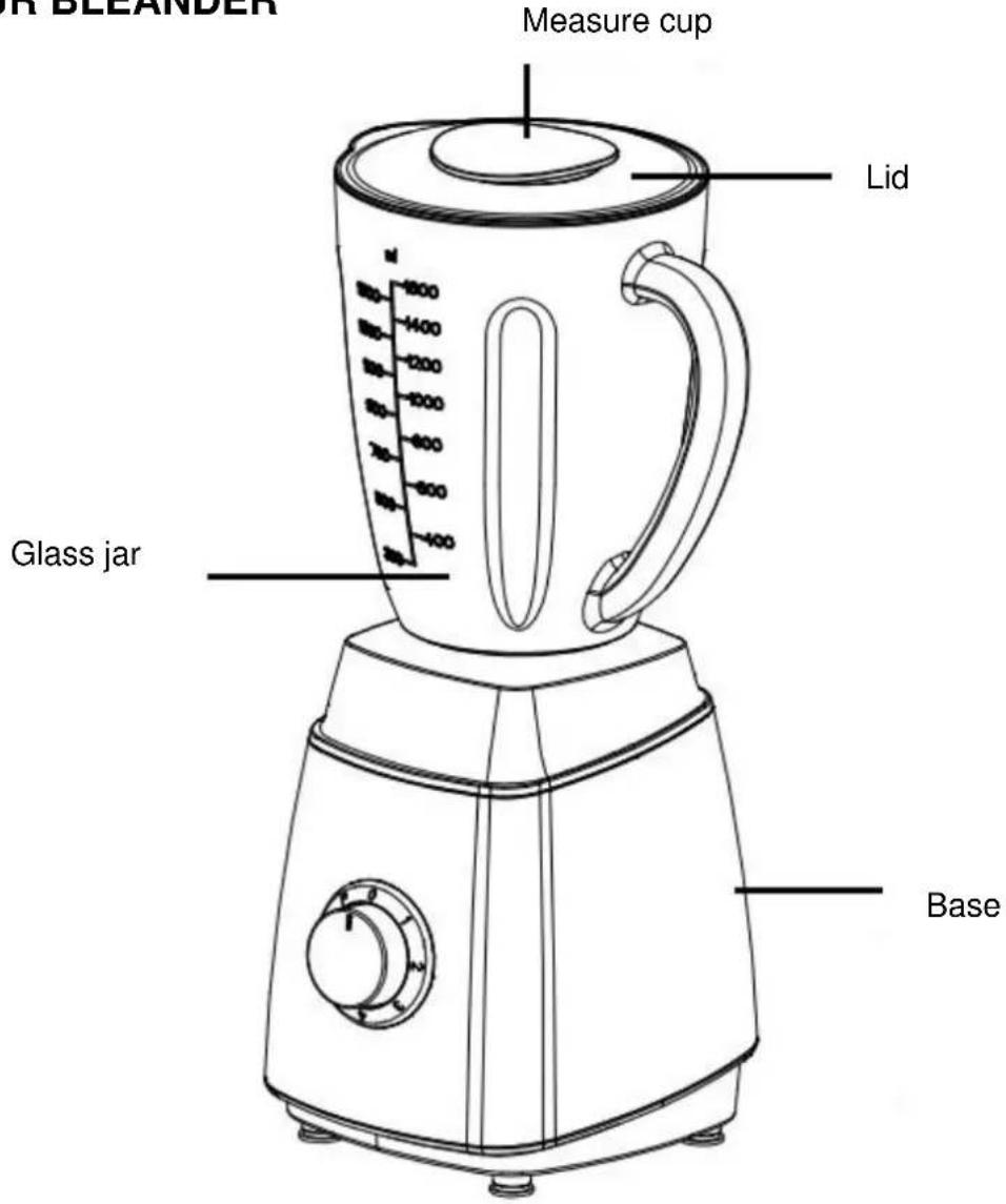 OR BEEANDER Measure cup Lid Glass jar Base