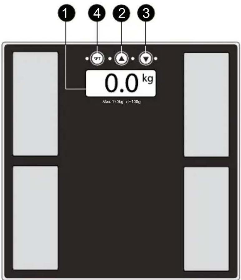 1 4 2 3 SET 0.0 kg Max. 150kg d=100g
