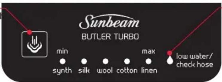 Sunbeam BUTLER TURBO min synth silk wool cotton linen max max low water/ check hose