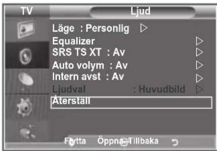 SAMSUNG LE32S86BC - Återställa ljudinställningarna till fabriksstandard - 1