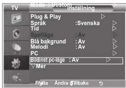 SAMSUNG LE32S86BC - Ställa in Bildinst. PC-läge - 1