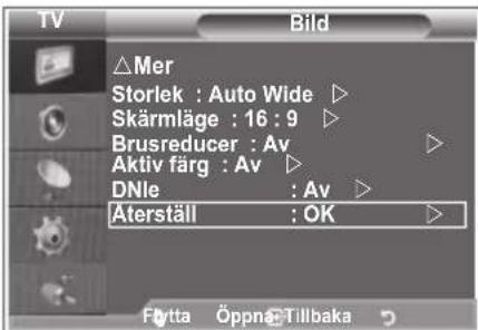 SAMSUNG LE32S86BC - Återställa bildinställningarna till fabriksstandard - 1