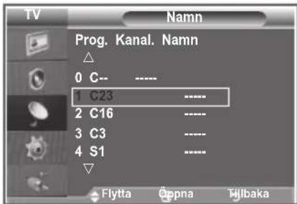 SAMSUNG LE32S86BC - Kanalerna namnges automatiskt när kanalinformation sänds. Du kan ändra namnen. - 2