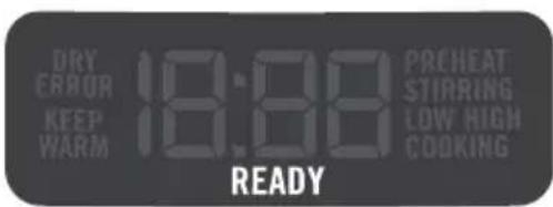 DRY ERROR 18:00 PRECHEAT KEEP WARM LOW HIGH COOKING READY