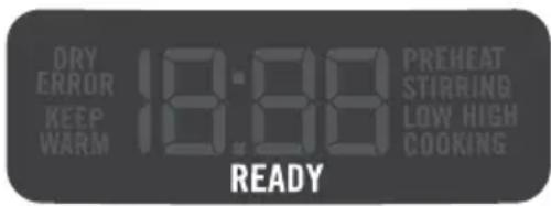 DRY ERROR KEEP WARM 18:30 PREHEAT STIRRING LOW HIGH COOKING READY