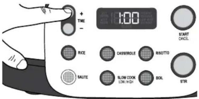 + TIME - RICE CASSEROLE RISOTTO SAUTE SLOW COOK LOW / HIGH BOL STR START CANCEL 1:00