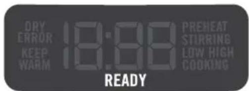 DRY ERROR KEEP WARM 18:30 PREHEAT STIRING LOW HIGH COOKING READY