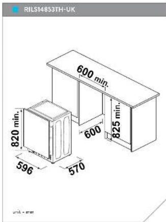RILS14853TH-UK 600 min. 820 min. 600 825 min. 596 570 unit - mm
