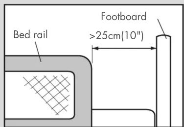 Bed rail Footboard >25cm(10")