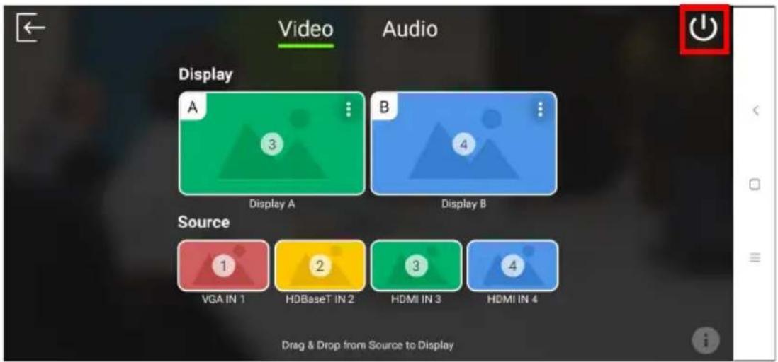 Video Audio Display A 3 Display A B 4 Display B Source 1 VGA IN 1 2 HDBaseT IN 2 3 HDMI IN 3 4 HDMI IN 4 Drag & Drop from Source to Display