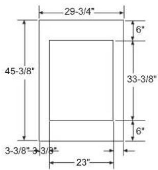 29-3/4" 45-3/8" 3-3/8"-3-3/8" 23" 6" 33-3/8" 6"