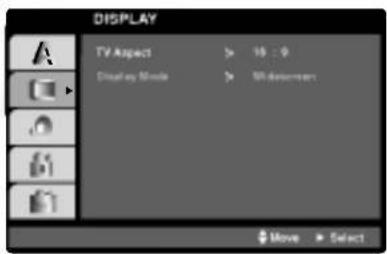 DISPLAY TV Aspect Display Mode Move Select