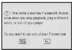 This rental video has 7 views left. A view ends when you stop playback, play a different video, or turn off your player. Do you want to use one of your 7 views now Yes No