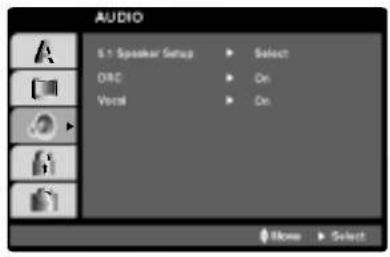 AUDIO 5.1 Speaker Setup ▶ Select DAC ▶ On Vocal ▶ On None ▶ Select