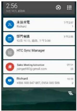 2:56 12月 18日，星期四 未接來電 Richard 下午2.57 1 部門會議 12月 19日，週四、下午3:00 下午2.55 HTC Sync Manager Sales Meeting tomorrow jsinger80@gmail.com 09:54 25 Richard +886 938 047 887, 0954 088 588 10:09 2