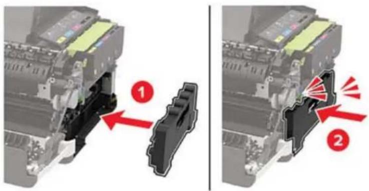 Technical diagram showing two mechanical assembly states with labeled components and directional arrows indicating movement or force.