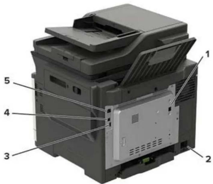 Diagram of an open file printer with numbered parts labeled 1 to 5