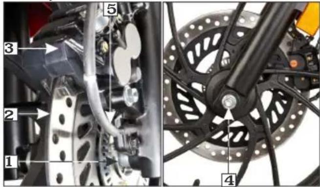 Technical diagram of a bicycle brake system with numbered components and labeled parts