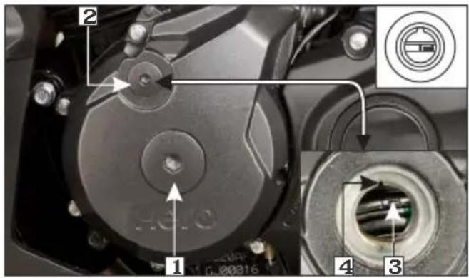Technical diagram of a mechanical component with numbered parts and a circular inset showing a labeled component.