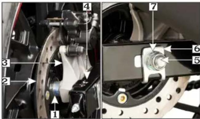 Technical diagram of a car brake system with numbered components and labeled parts