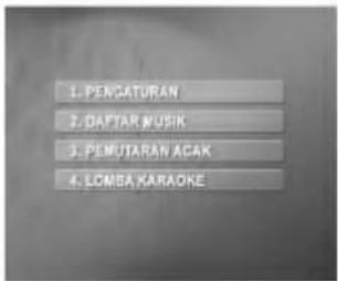 1. PENGATURAN 2. DAFTAR MUSIK 3. PEMUTARAN ACAK 4. LOMBA KARAOKE