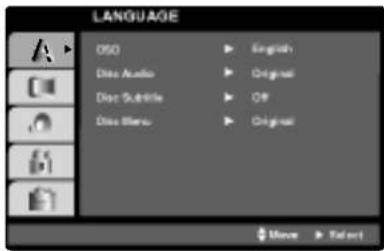 LANGUAGE 050 Data Audio Disc Subtride Disc Blends English Original Off Original Move Select