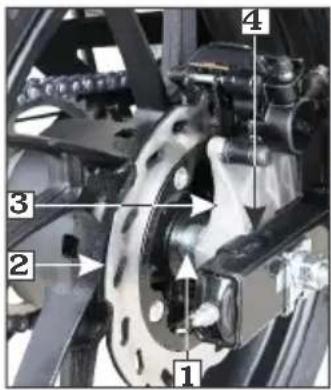 Technical diagram of a mechanical assembly with numbered components labeled 1 to 4