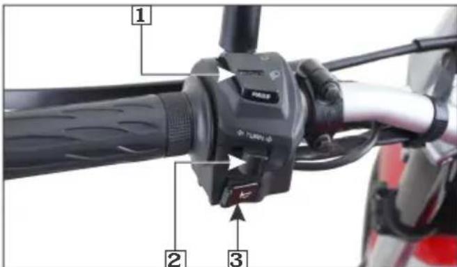 Diagram of a bicycle hand crankshaft with labeled parts, showing key adjustment labels 1, 2, and 3.