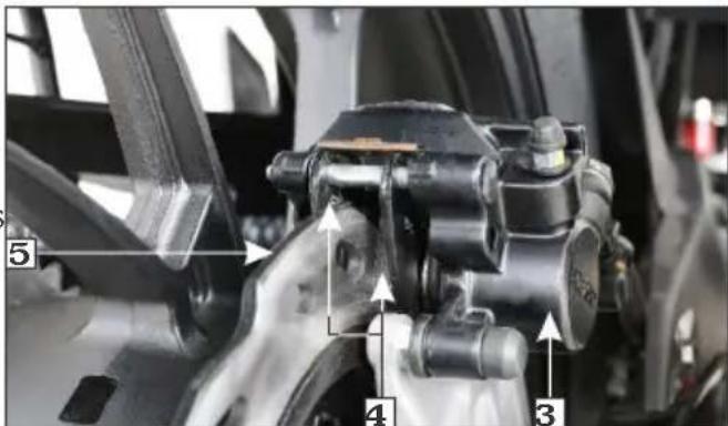 Labeled mechanical assembly diagram showing components 3, 4, and 5 with arrows indicating parts of each part.