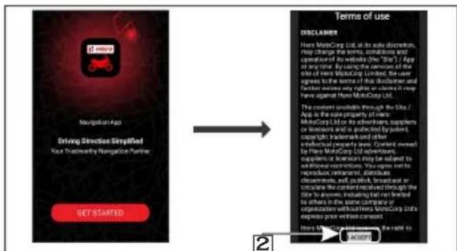 Navigation Apps Driving Direction Simplified Your Searchworthy Navigation Partner GET STARTED Terms of use DECLARATION Here MotoCorp Ltd. at its sale discretion, may change the terms, conditions and operations of its website (One Page) if you at any time. By using the services of the site of Here MotoCorp Limited, the user agrees to the terms of this Disclaimer and <|vision_start|> other access very rights or licenses in any have against Here MotoCorp Ltd. The content available through the Site / App is the sale property of Here MotoCorp Ltd or its operators, suppliers or operators and is protected by providers, copyright protected and other individual property level. Content owned by Here MotoCorp Ltd employees, suppliers or operators may be subject to all discount/reformations. You may not re- produce investment, distribute demonstrates, sell, purchase, broadcast or disclosure the content received through the Site to account, including that can be used in the same company or organization without Here MotoCorp Ltd's express prior written consent. Here Moto Corp is recommended, the right to ACCEPT