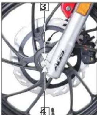 Diagram of bicycle wheel assembly with numbered parts and labeled components