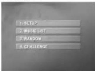 1. SETUP 2. MUSIC LIST 3. RANDOM 4. CHALLENGE