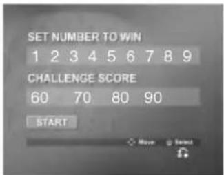 SET NUMBER TO WIN 1 2 3 4 5 6 7 8 9 CHALLENGE SCORE 60 70 80 90 START
