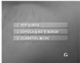 1. POP SONGS 2. CAROLE & KIDS SONGS 3. CLASSICAL MUSIC