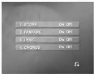 1. SCORE On Off 2. FANFARE On Off 3. LYRIC On Off 4. CHORUS On Off