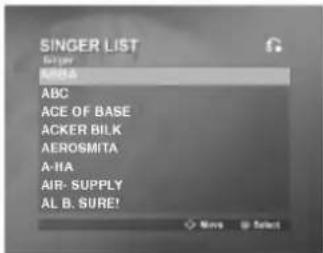 SINGER LIST Singer ABBA ABC ACE OF BASE ACKER BILK AEROSMITA A-HA AIR- SUPPLY AL B. SURE!