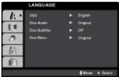 LANGUAGE OSO Dise Audio Dise Subtitle Dise Boolean English Original Off Original Move Select