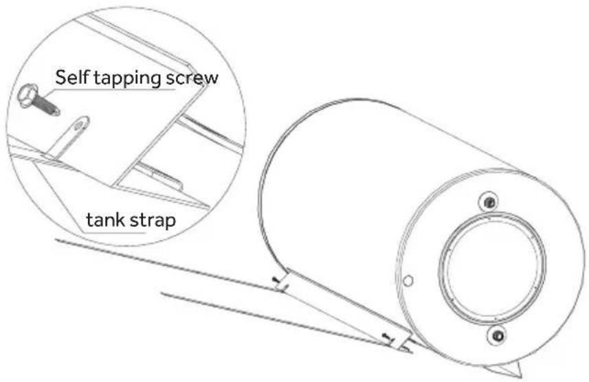 Self tapping screw tank strap