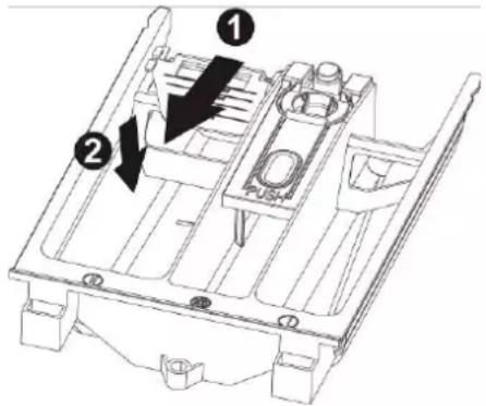 Technical diagram of a mechanical assembly with numbered components and directional arrows indicating flow or movement.