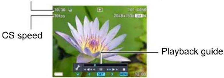 CS speed 10 fps 100:00:50 2048:15:36 10 N Playback guide 12.00