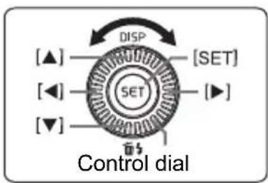 [▲] [←] [▼] DISP [SET] [▶] Control dial