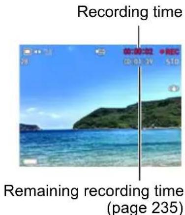 Recording time Remaining recording time (page 235)