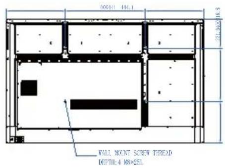 900+1 411.1 221.6±0.3 WALL MOUNT SCREW THREAD DEPTH: 4 k8×25L.