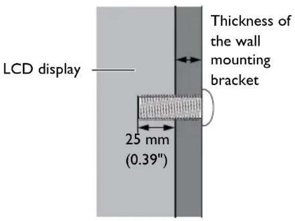 LCD display Thickness of the wall mounting bracket 25 mm (0.39")