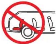 Prohibition sign with red circle and crossed-out vehicle diagram, indicating no use or absence of a vehicle.