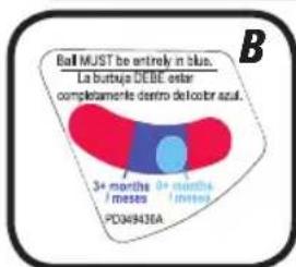 Ball MUST be entirely in blue. La buttaja DEBE estar completamente destro del color azul. 3+ months / meses 0+ months / meses PD349436A