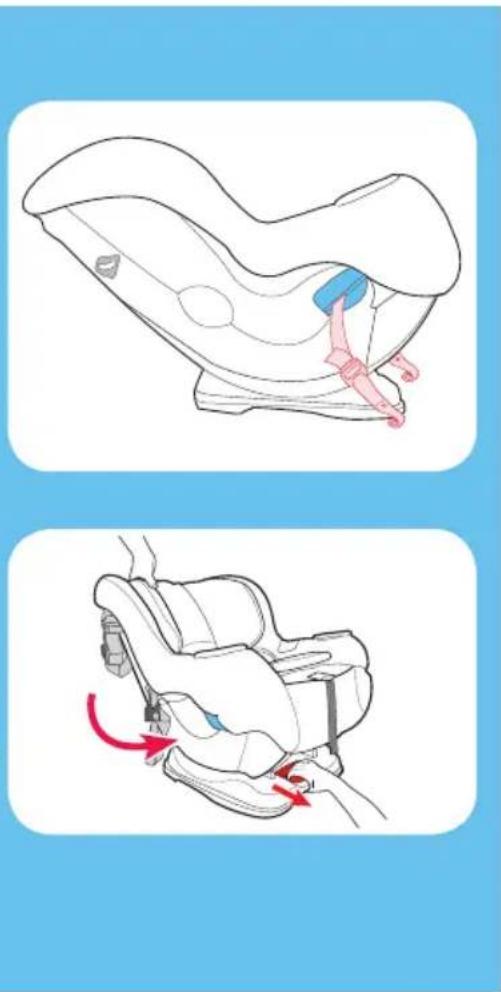 Medical illustration showing two steps of a car seat replacement device, with Chinese text indicating the process.