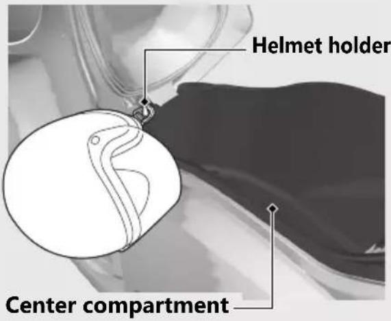 Helmet holder Center compartment