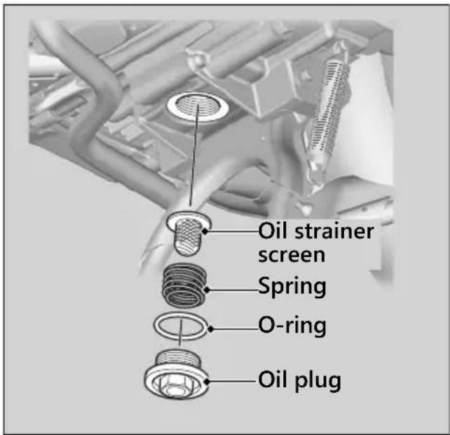 Oil strainer screen Spring O-ring Oil plug