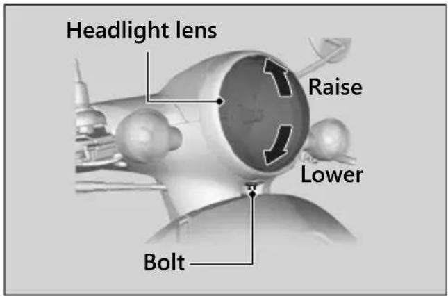 Headlight lens Raise Lower Bolt